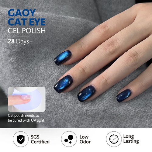 GAOY Glitter Cat Eye Gel Nail Polish Set with Magnet, 6 Colors Purple Blue Black Glitter Gel Holography, Long Lasting for Nail Art at Home & Salon Manicure