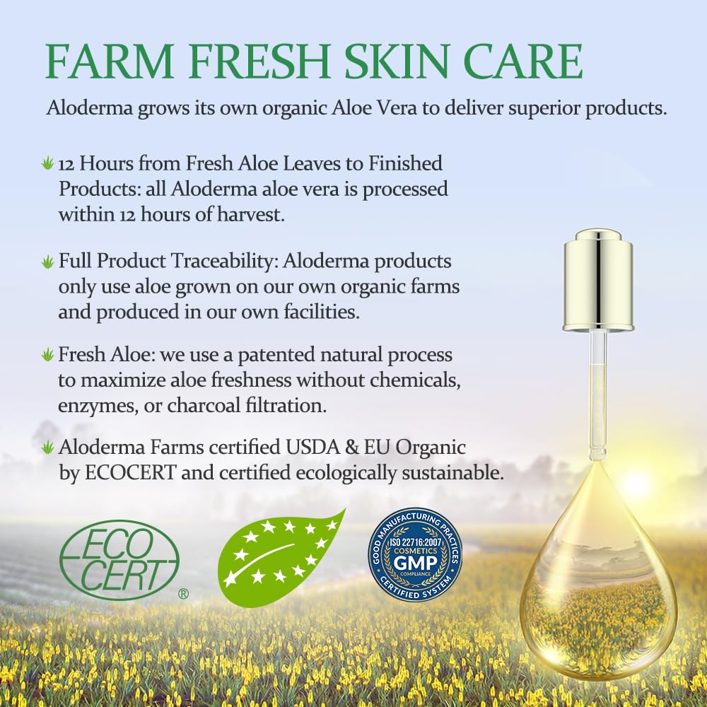Aloderma Age-Defying Aloe Flower Essence Gel with 24K Gold Leaf, Made within 12 Hours of Harvest - Luxurious Aloe Gel with Allantoin & Hyaluronic Acid for a Shimmering, Youthful Complexion, 7oz 3-Pack