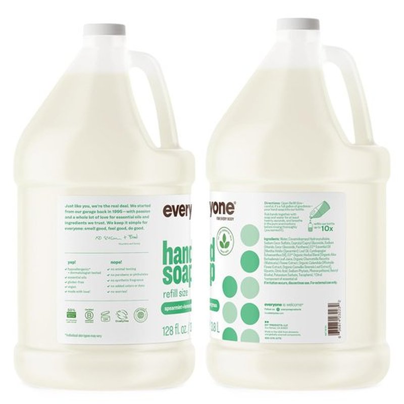 Everyone Liquid Hand Soap Refill - 1 Gallon Spearmint & Lemongrass | Made with Essential Oils