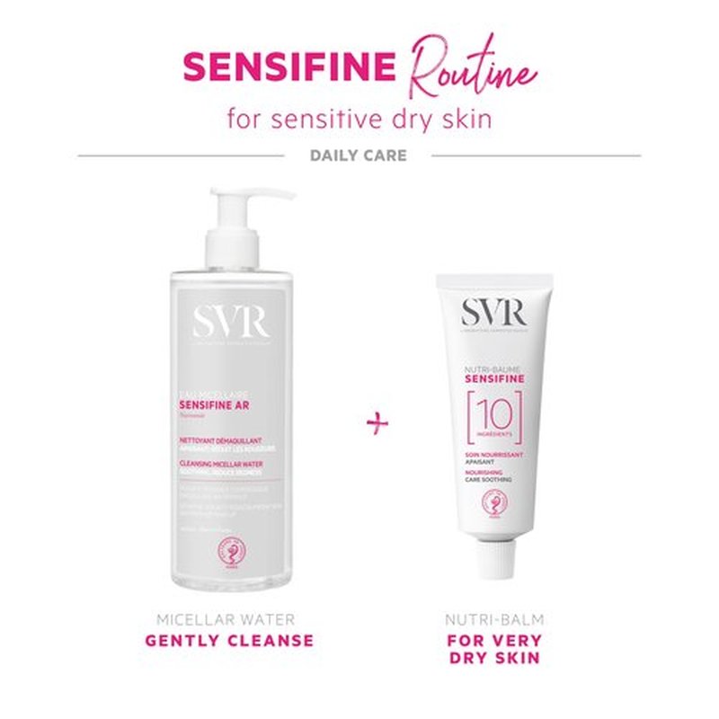 SVR Sensifine Micellar Water With Niacinamide. Soothing, Redness Relief Face Cleanser & Makeup Remover For Face, Eyes, Lips. Gentle, No Rinse Cleanser For Sensitive, Reactive Skin, 13.5 Fl.oz.