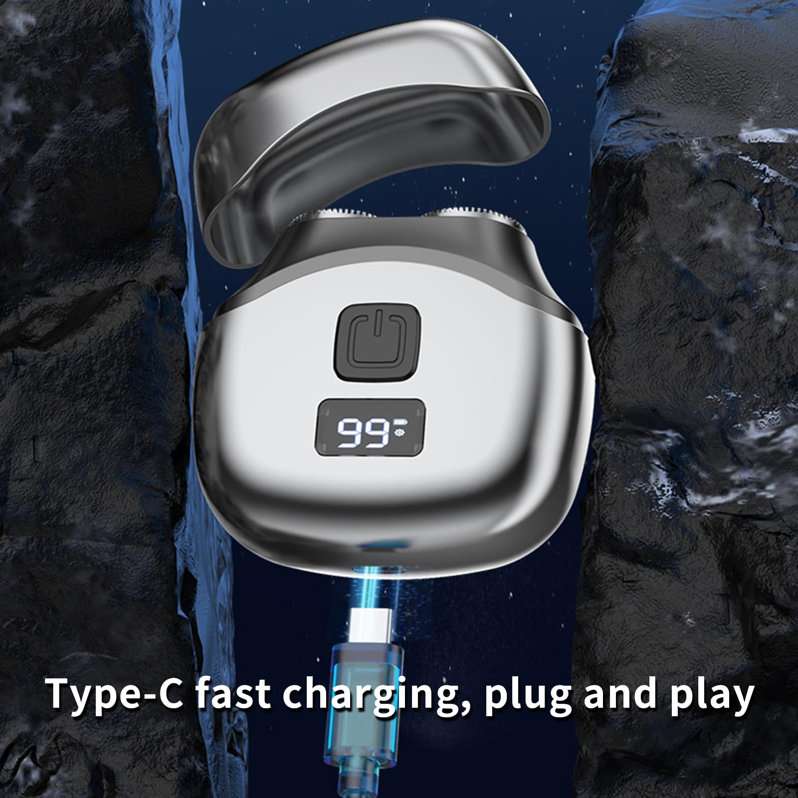 Electric Shaver for Men Mini, Portable Electric Razor with LED Display, Detachable Washable Head, Type-C Charging, Double Foil Rotary Shaver for Face