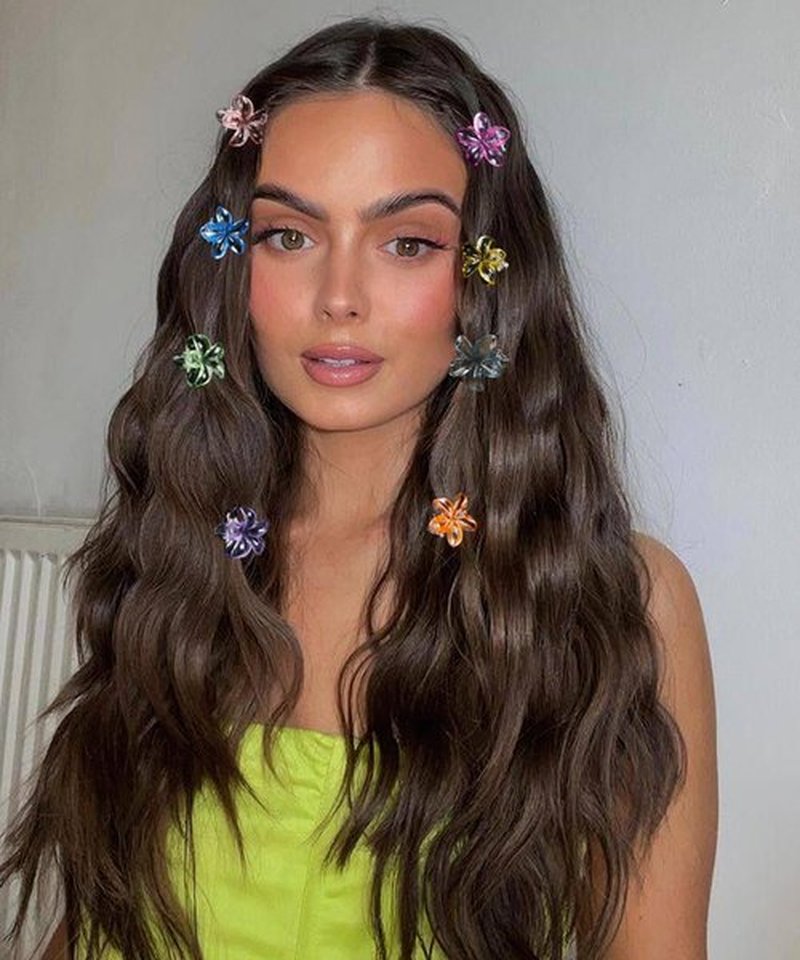 Small Flower Hair Clips for Women, 50 Pcs Hawaiian Mini Plumeria Flowers Hair Claw Clips, Tiny Hibiscus Decorative Hair Accessories