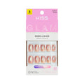KISS GLAM Embellished Press On Nails Short, Golden Hour Affairs, Pink, Squoval, 32 Count