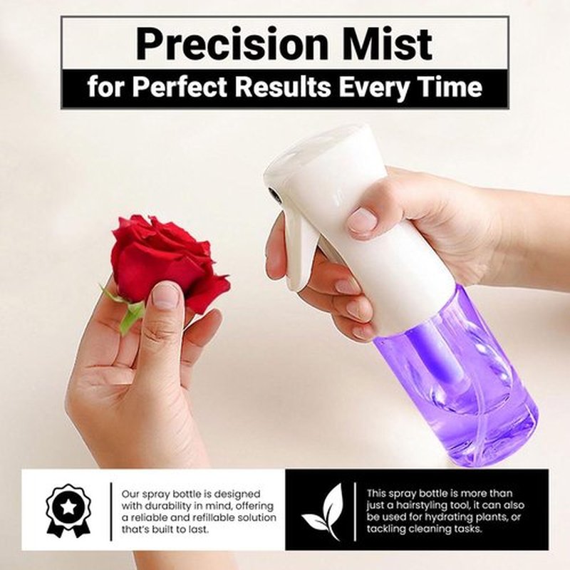 Continuous Mist Spray Bottle - Ultra Fine Mist for Hair Styling & Versatile Use - 5 oz Purple Octagon