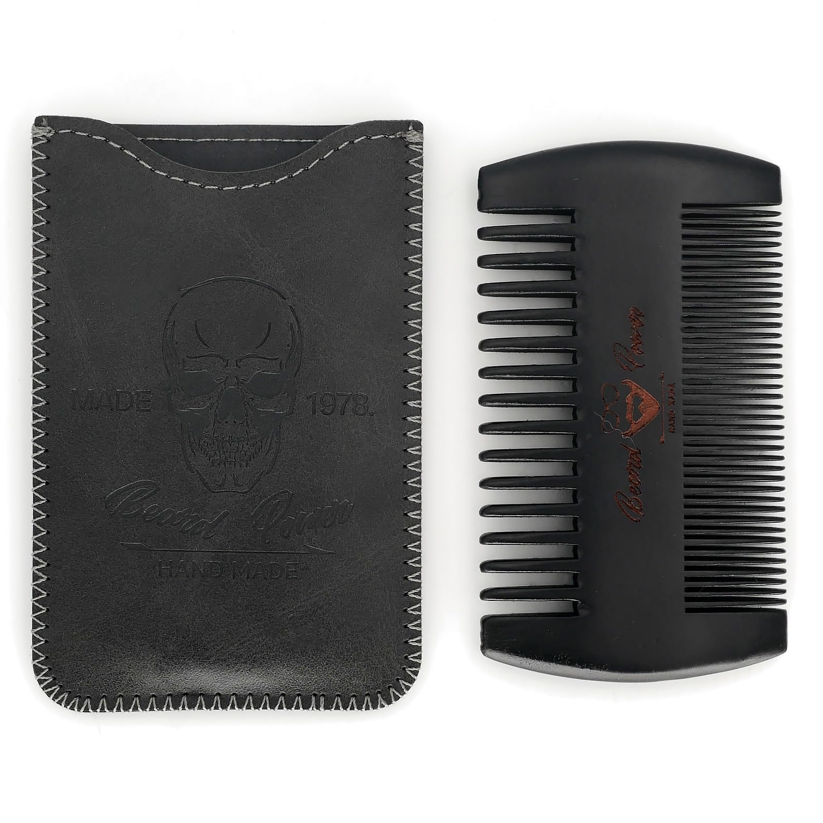 Menesia Black Wooden Beard comb for Men with Travel Case