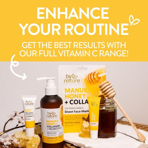 By Nature Manuka Honey + Collagen + Probiotics Day Cream - Nourishing Formula to Soothen your Skin - Skincare from New Zealand - 6.5 oz