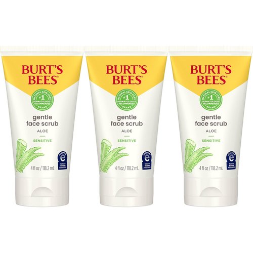Burt's Bees Gentle Face Scrub - Aloe Formula for Sensitive Skin | 98.9% Natural, 4 Fl Oz, Pack of 3