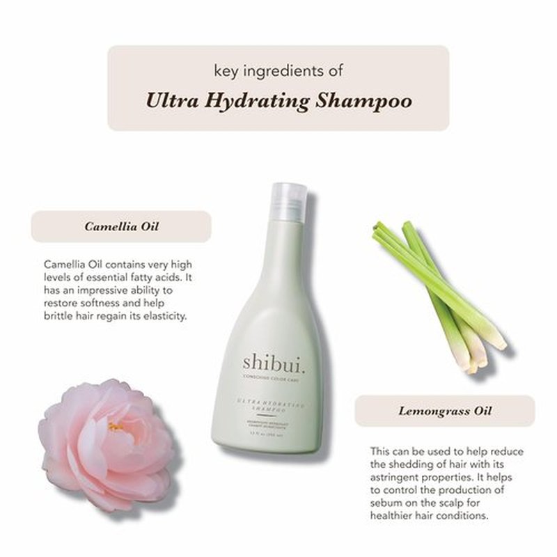 SHIBUI Ultra Hydrating Shampoo - Silicone-Free Formula with Camellia & Lemongrass Oils | Medium to Coarse Hair