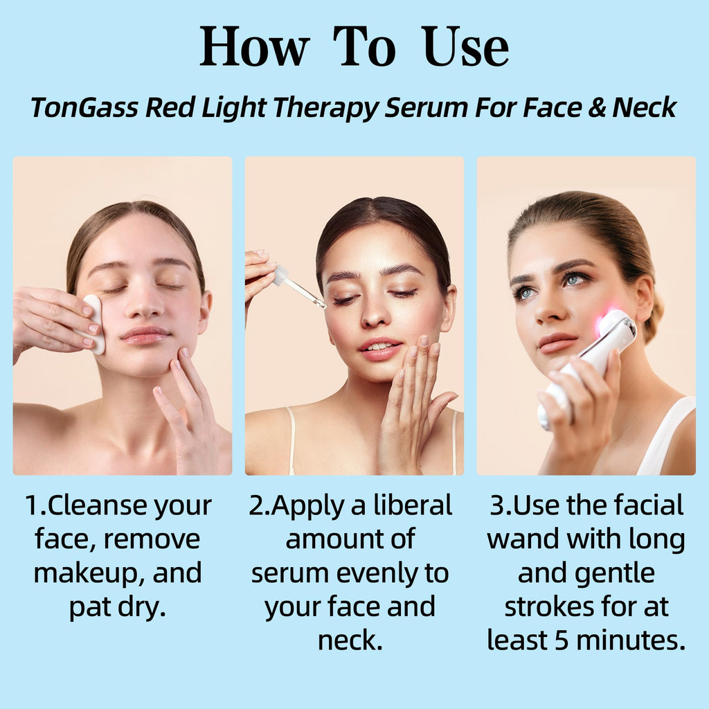TonGass Hydrating Facial Serum for Face & Neck – Lightweight Absorbing Gel for Daily Moisture – Compatible with LED & Microcurrent Facial Tools – Smooth Skin Texture Enhancer - 2 Pack