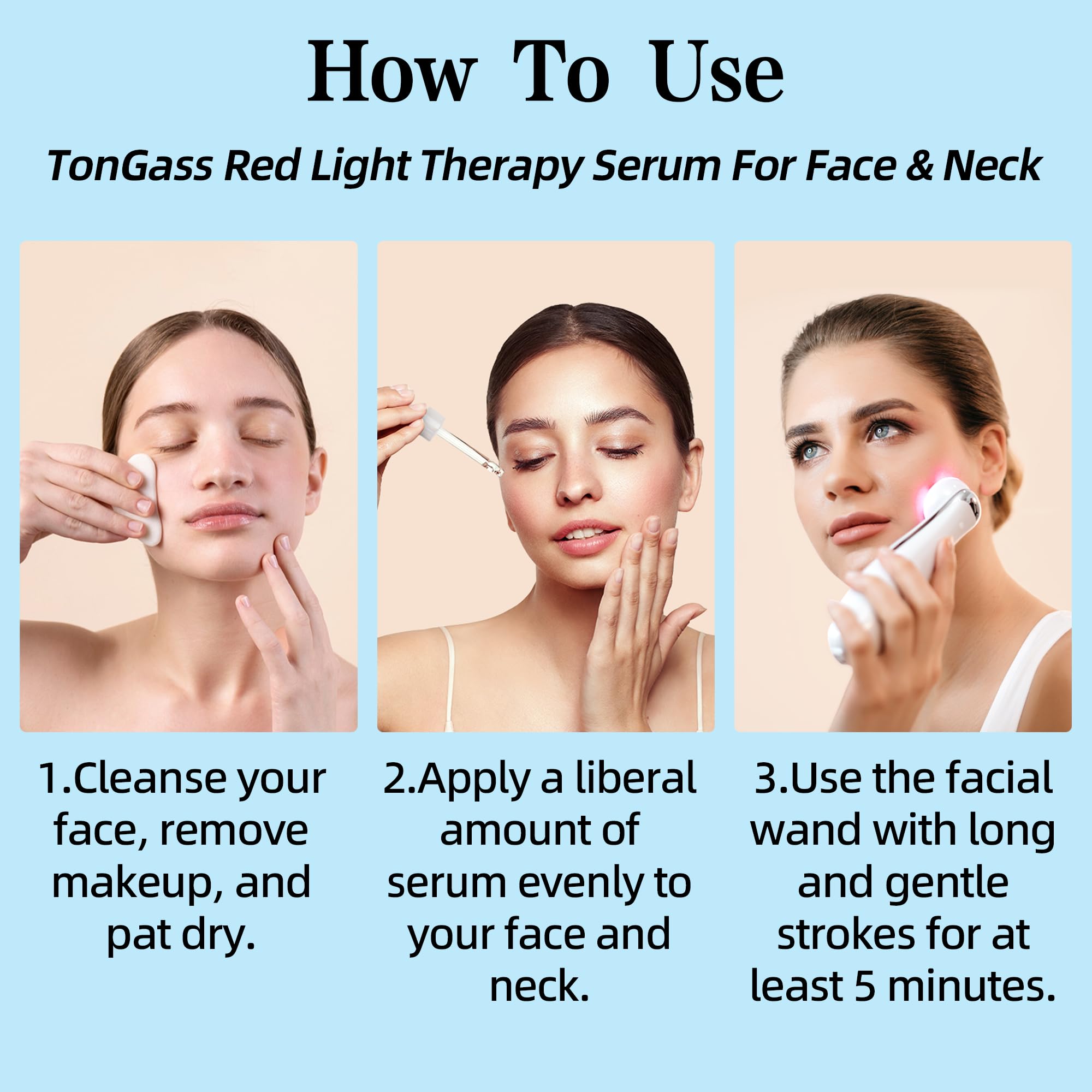 TonGass Hydrating Facial Serum for Face & Neck – Lightweight Absorbing Gel for Daily Moisture – Compatible with LED & Microcurrent Facial Tools – Smooth Skin Texture Enhancer - 2 Pack