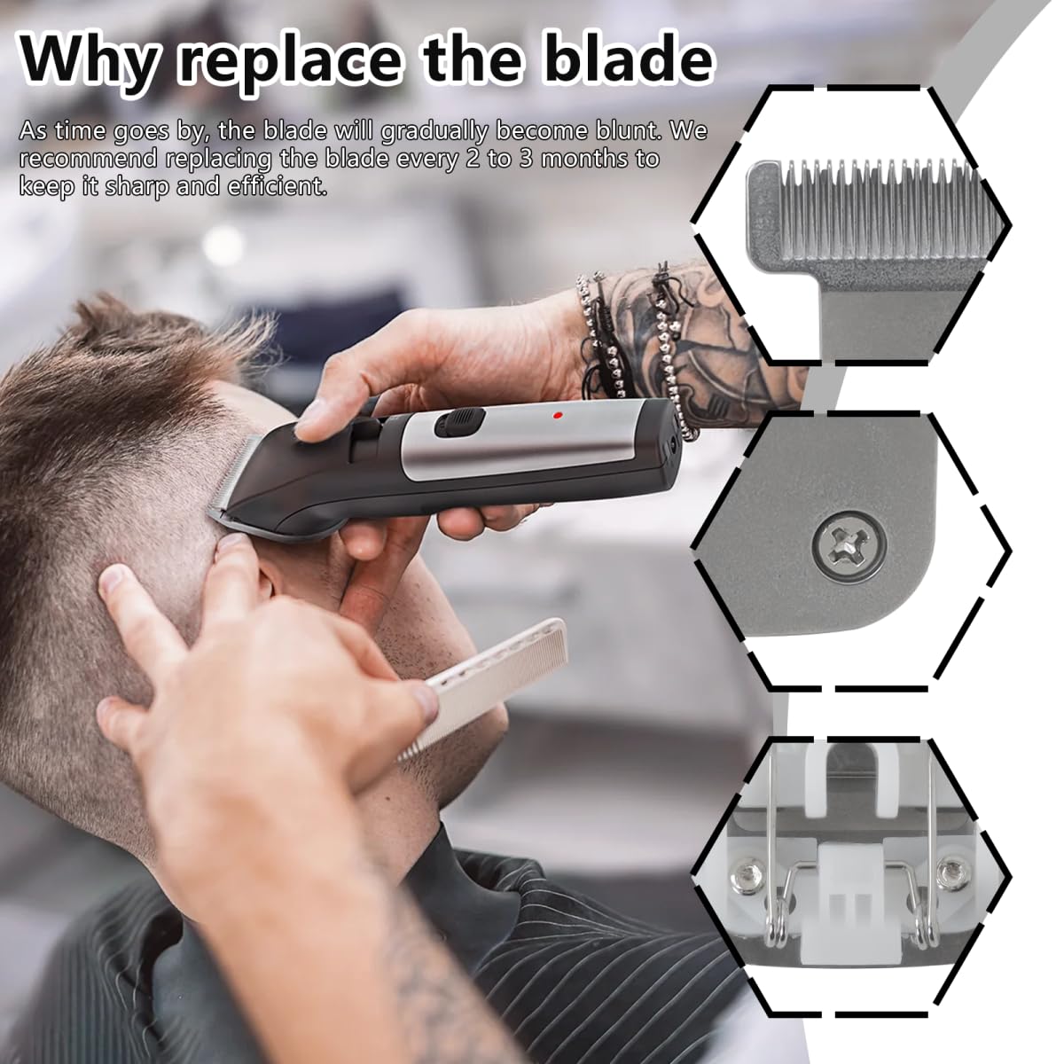 Gxcdizx 2-Pack Replacement Detachable T Blade for W*ahl T Blades for Trimmer Models 9816-200/5598/9816/9818/9818L/9867/9870/9880/9884/9886/9888/9937/9994 (Upgraded)