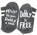 Dobby Socks Funny Novelty Knitted Words Master Has Given Dobby A Sock Unisex Combed Cotton Crew Socks Dark Gray