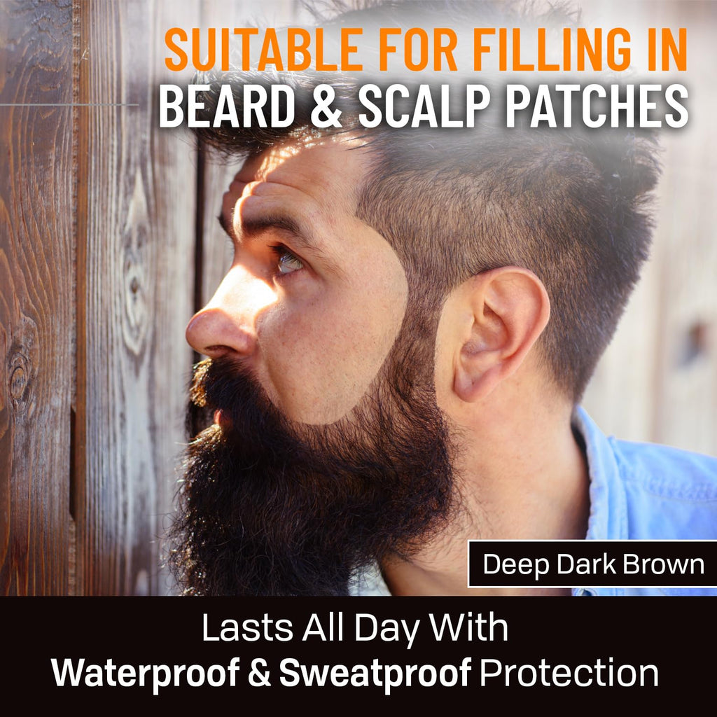 FOLLICLE BOOSTER Beard Pen Filler Styling Kit for Men - 3-in-1 Filling Set with 4-Tip Fork, Normal Pencil, and Brush - Waterproof, Sweatproof & All-Day Hold - Deep Dark Brown