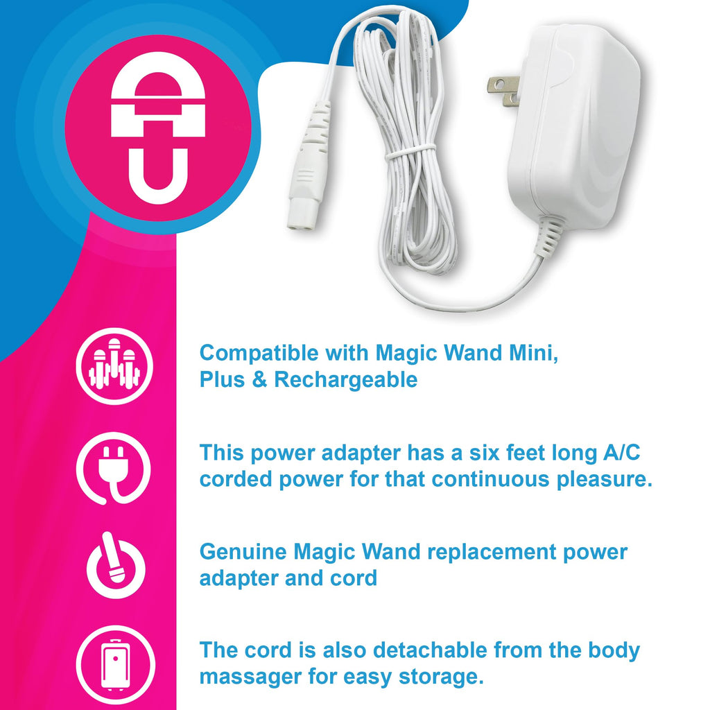 Magic Wand Mini Personal Massager Authentic Power Adapter and Charger – US Polarized Power Adapter & 6ft Charging Cord for Neck, Back, Hand, Muscle, and Head Massager Massage Tools