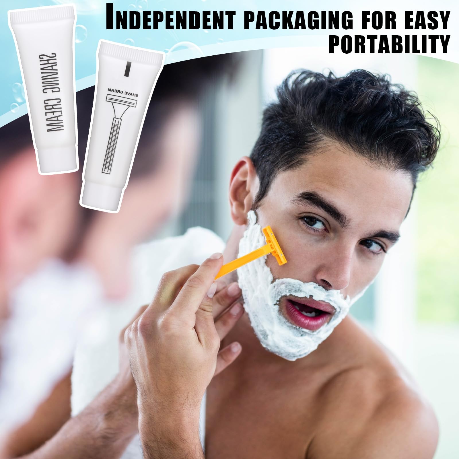 Viozakanry Disposable Shaving Cream Bulk Travel Size 10 Ml/ 0. 35 Fl. oz Shave Cream for Hotel Camping Travel Homeless Toiletries(50 Pcs)