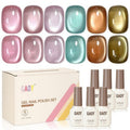 GAOY Cat Eye Gel Nail Polish Set - 6 Colors of Translucent Holographic Glitter | Soak Off UV Gel for Salon & DIY Nail Art