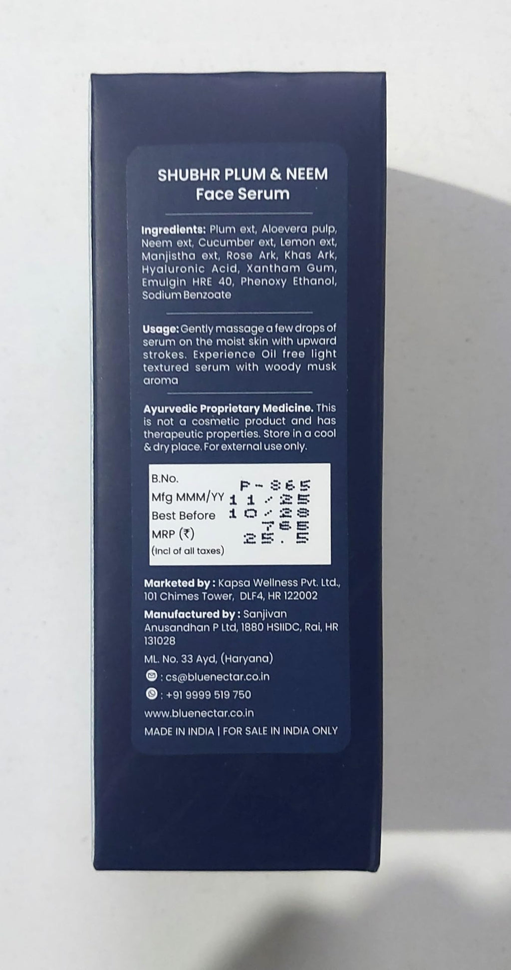 Blue Nectar Plum Face Serum for Acne Prone Skin and Acne Marks | Oil Free Anti Acne Serum for Oily Skin | Pore Minimizing Serum for Bumpy Texture | With Plant Based Vitamin C (1Fl Oz)