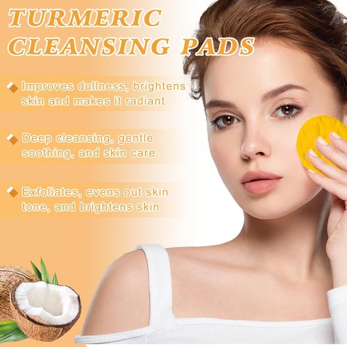 4Pcs Turmeric Wash and Care Three Piece Set,Turmeric Trio: Facial Wash,Cleansing Mousse & Soap for Skin Care,Turmeric Cleansing Exfoliating Pads,Turmeric Face Wash for Face & Body
