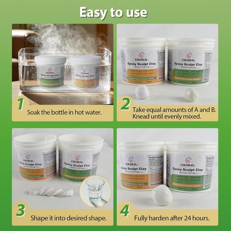 Epoxy Sculpt Clay - 2 Pound White Epoxy Putty | Strong Self-Hardening Adhesive for Sculpting & Repairing