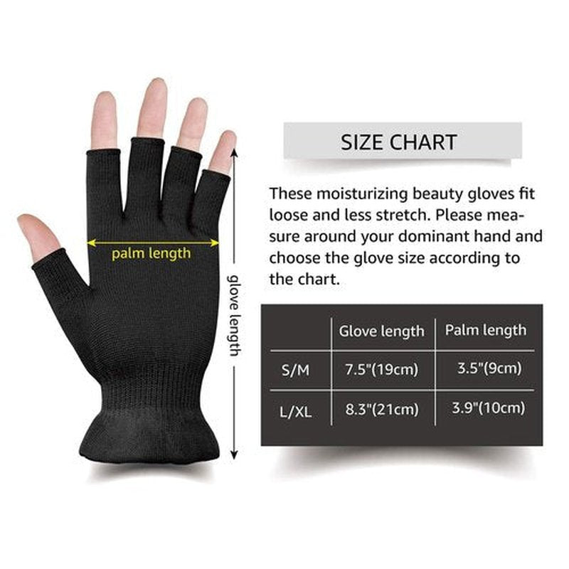 MIG4U 3 Pairs Fingerless Moisturizing Gloves, Half Finger Touchscreen Beauty Glove for SPA, Eczema, Dry Hands, Skin Treatment, Summer Sun UV Protection (L/XL, Black-3pairs)