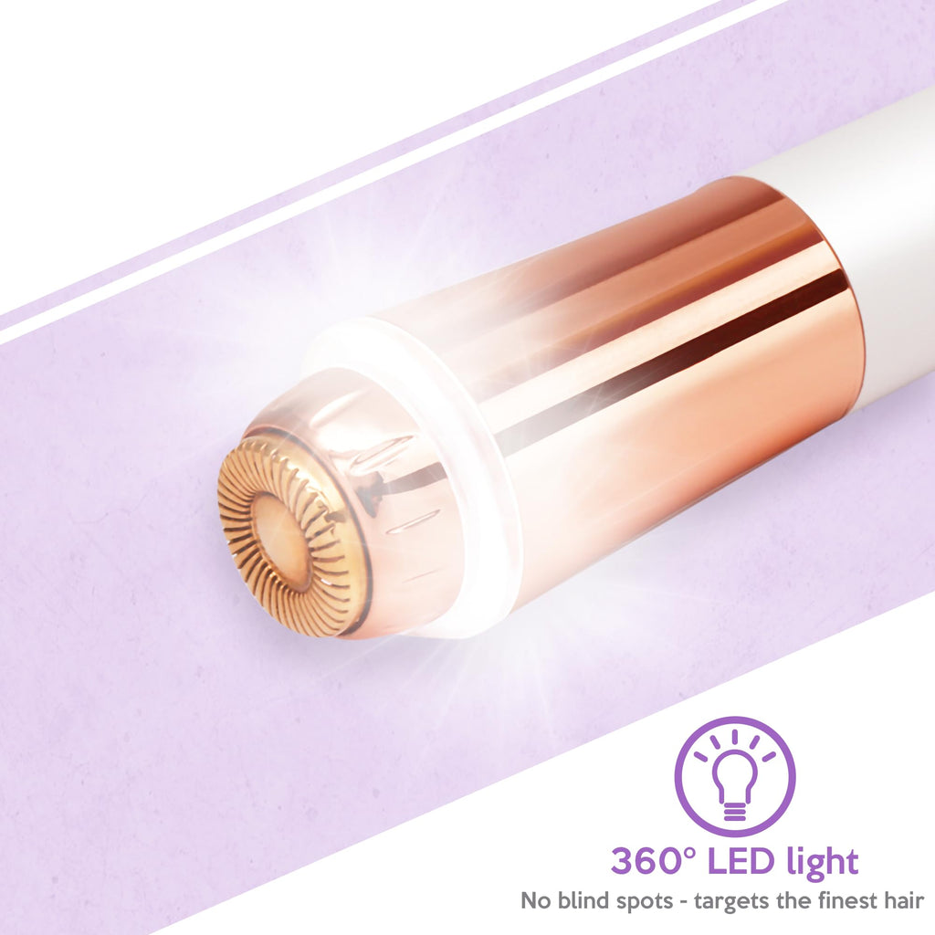 Facial Hair Removal for Women, Painless & Flawless Electric Face Hair Remover, Face Shaver Razor & Trimmer for Upper Lip, Chin & Peach Fuzz, 18K Gold-Plated / 360° LED Light/Floating Head Blade