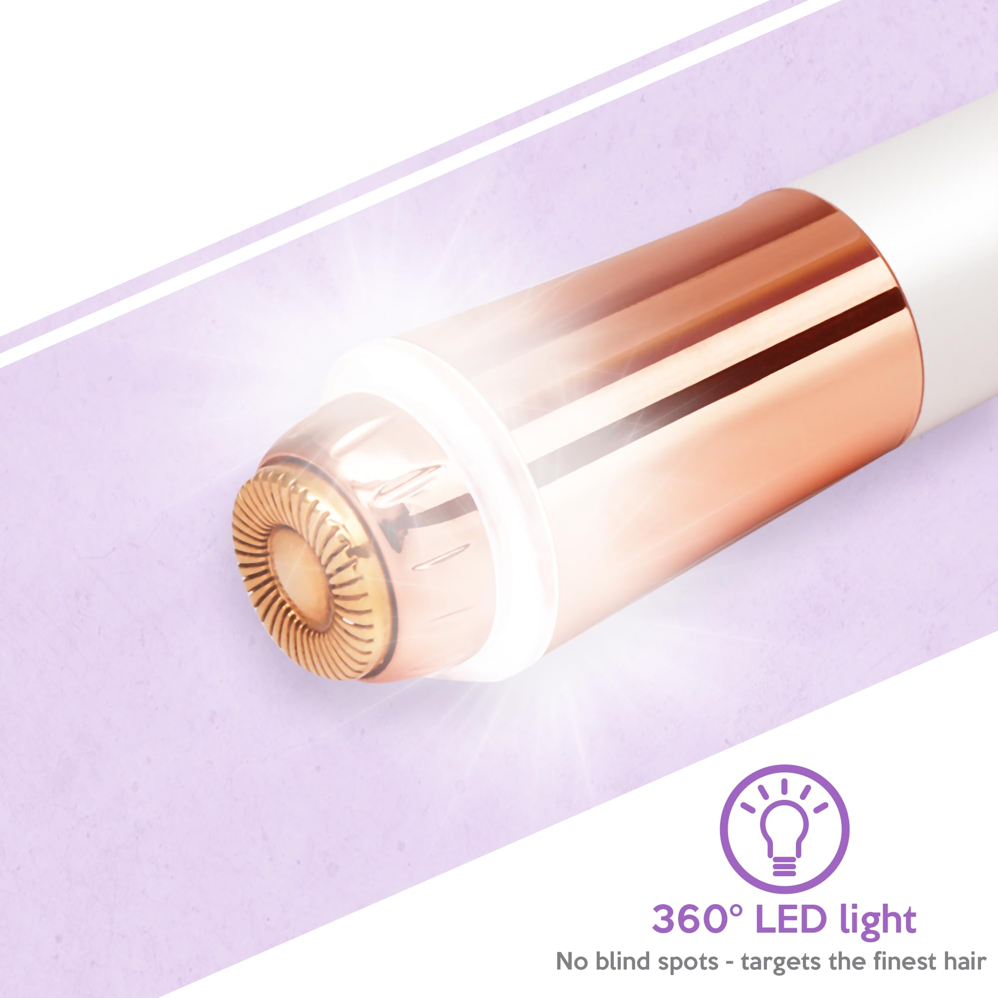 Facial Hair Removal for Women, Painless & Flawless Electric Face Hair Remover, Face Shaver Razor & Trimmer for Upper Lip, Chin & Peach Fuzz, 18K Gold-Plated / 360° LED Light/Floating Head Blade