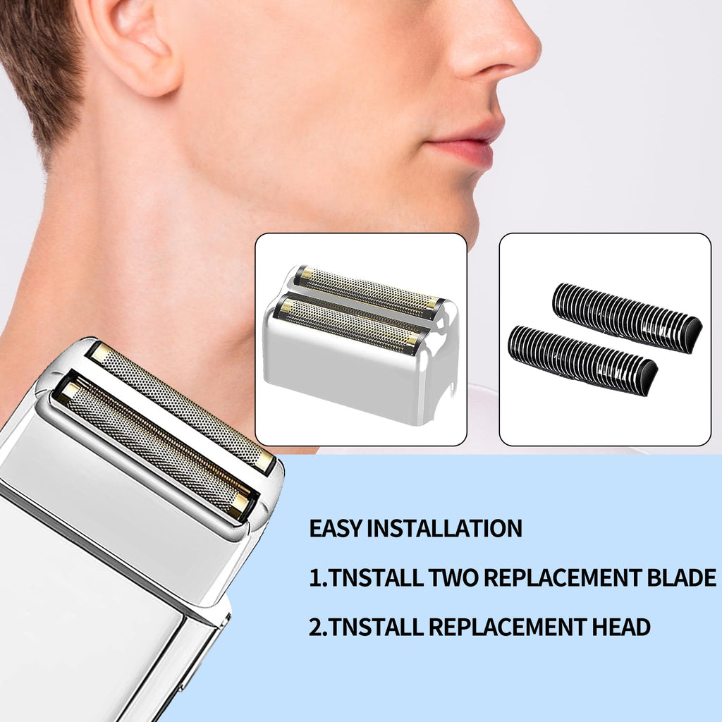 1 Pack Professional Replacement Foil and Cutters for BaBylissPRO Barberology Double Foil Shaver, Compatible with BaBylissPRO Barberology FXFS2 Shaver，Silver