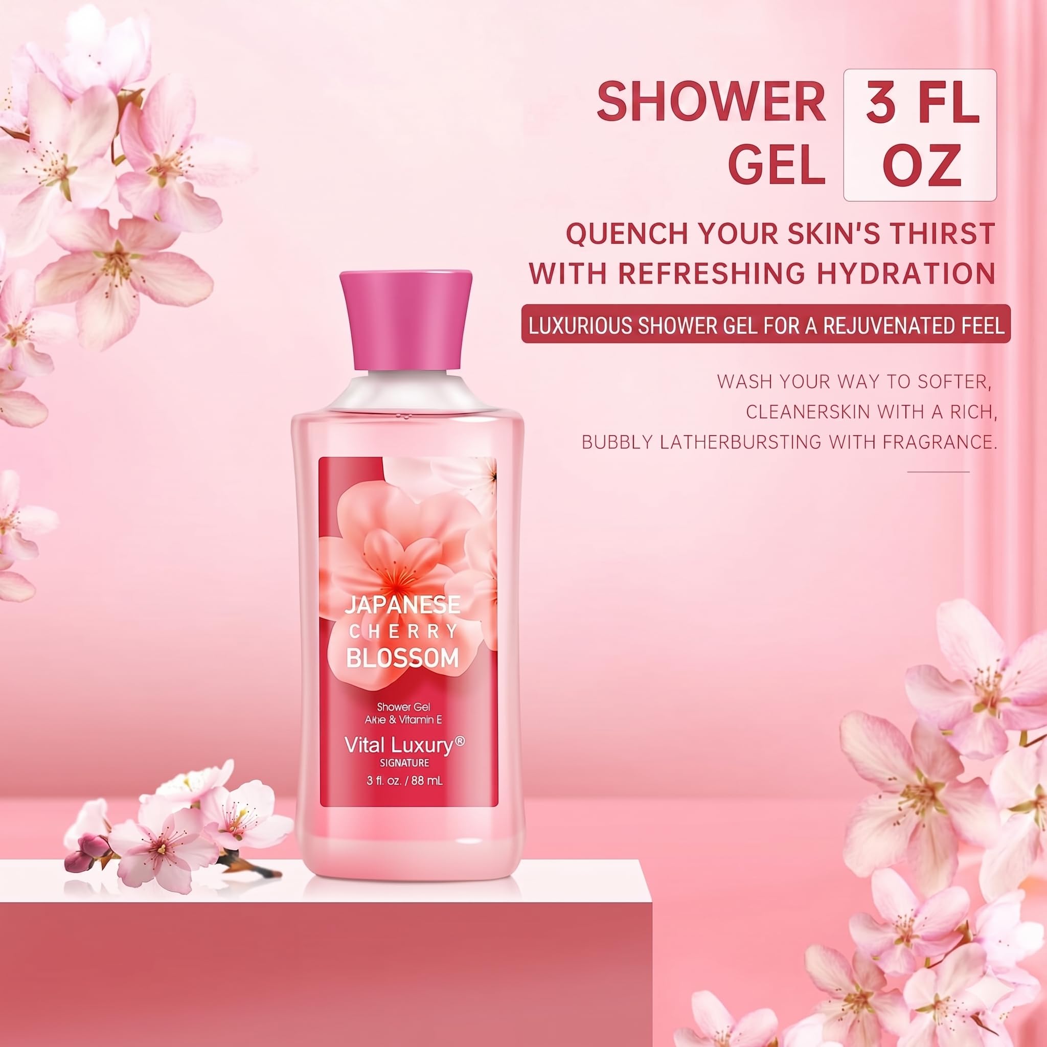 Bath and Body Gift Set – Japanese Cherry Blossom Spa Kit for Women, 3PC Travel Size Set with Shower Gel, Body Lotion, and Fragrance Mist, Body Care Set for Gifting, Bridesmaid Gifts