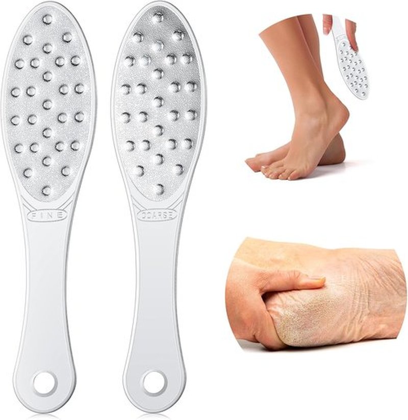 Skiennix Stainless Steel Foot Scraper - Double-Sided Callus Remover for Wet/Dry Skin | Easy to Clean Pedicure Tool