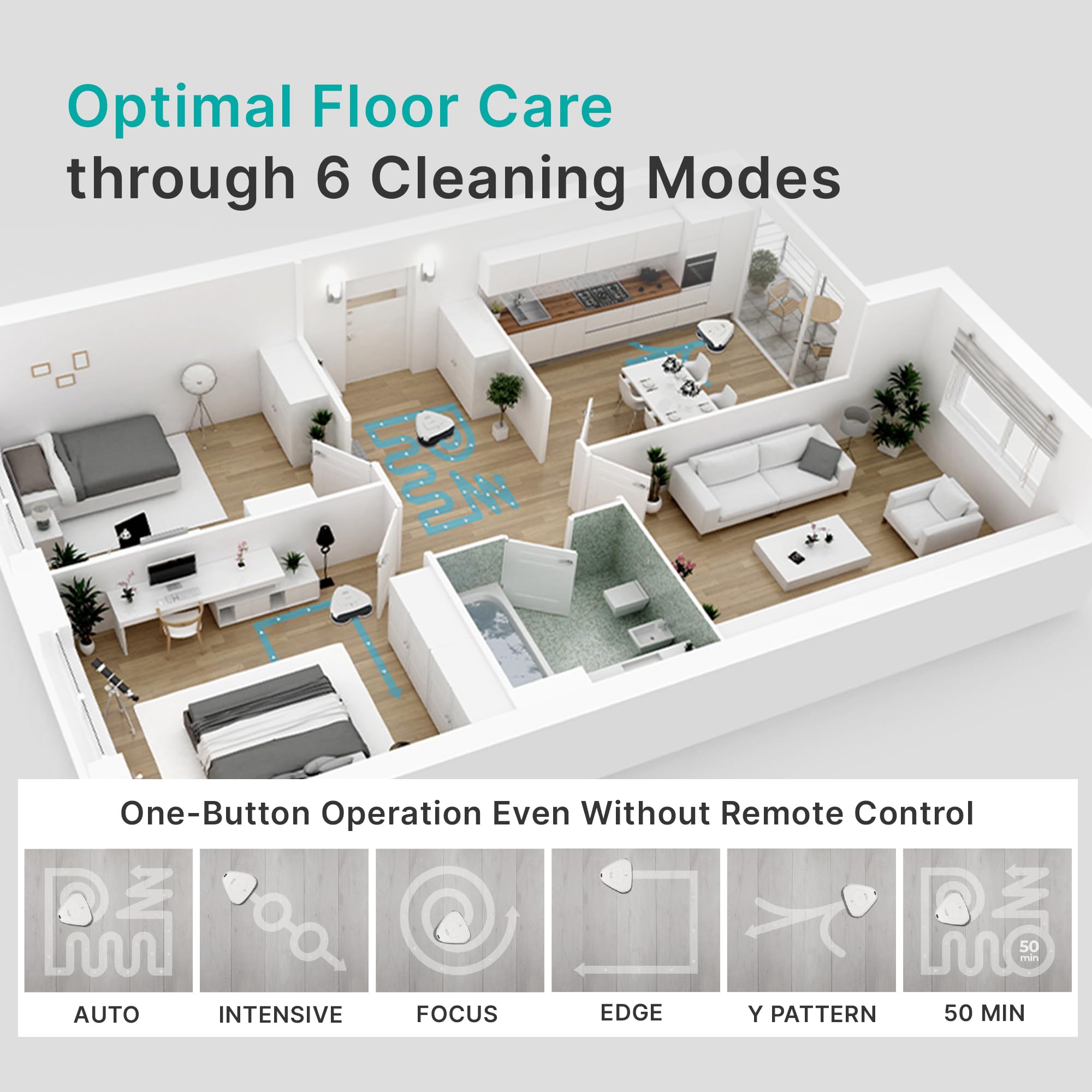 EVERYBOT Three-Spin Robot Mop for Hard Floors - Ultra-Quiet 43dB, Powerful Three Mops Wiping, Long Battery & Large Water Tank, Remote Control, Global Design Award Winner