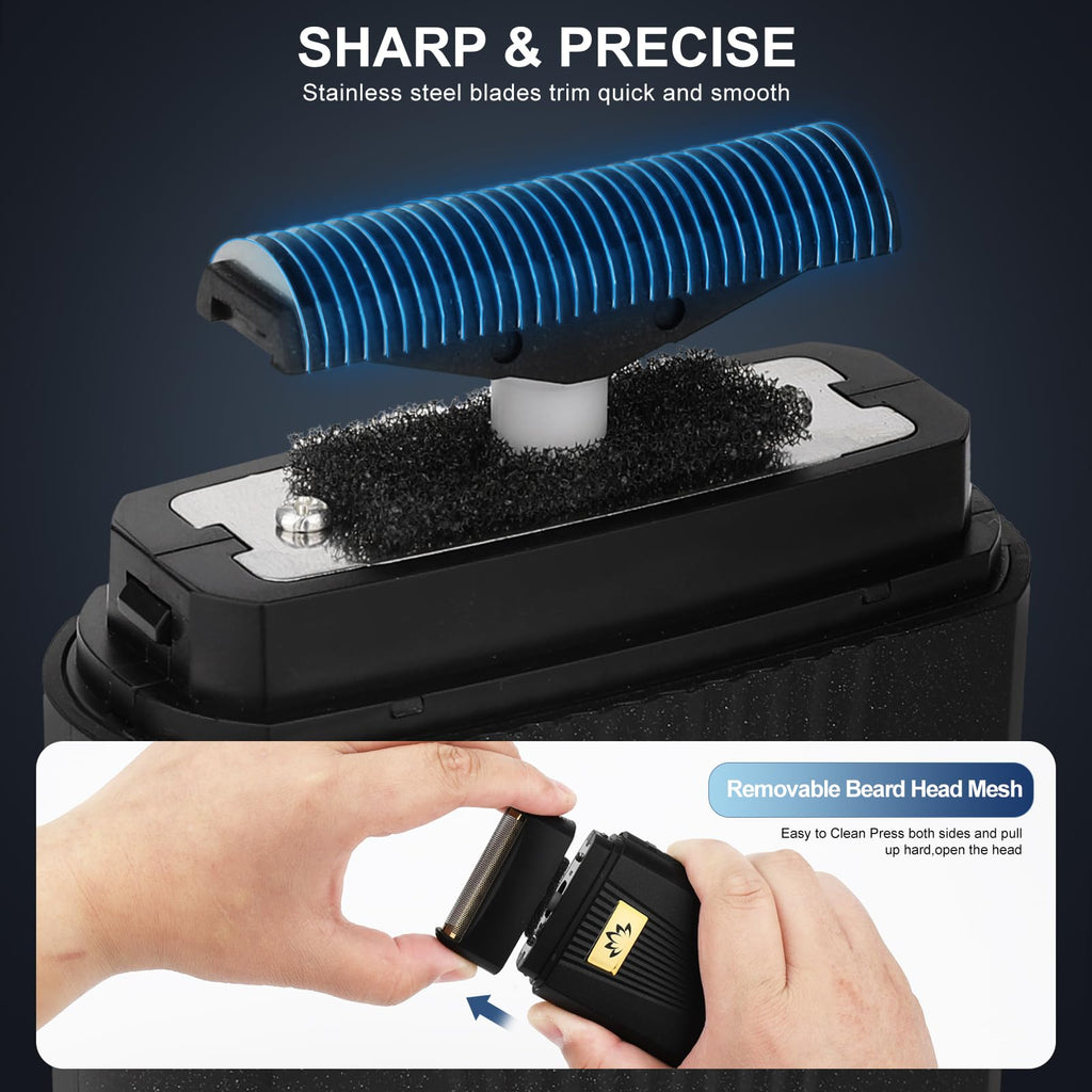 Dumite Foil Bald Shavers for Men, Powerful Motor Electric Razor, Head Shavers, Men's Foil Beard Trimmer, Cordless Rechargeable LED Display
