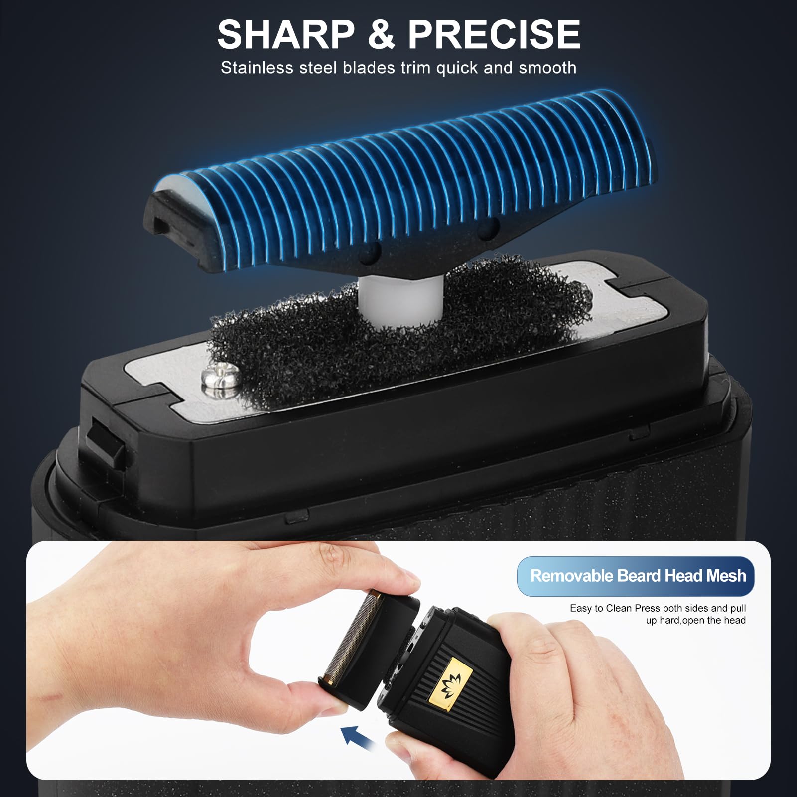 Dumite Foil Bald Shavers for Men, Powerful Motor Electric Razor, Head Shavers, Men's Foil Beard Trimmer, Cordless Rechargeable LED Display