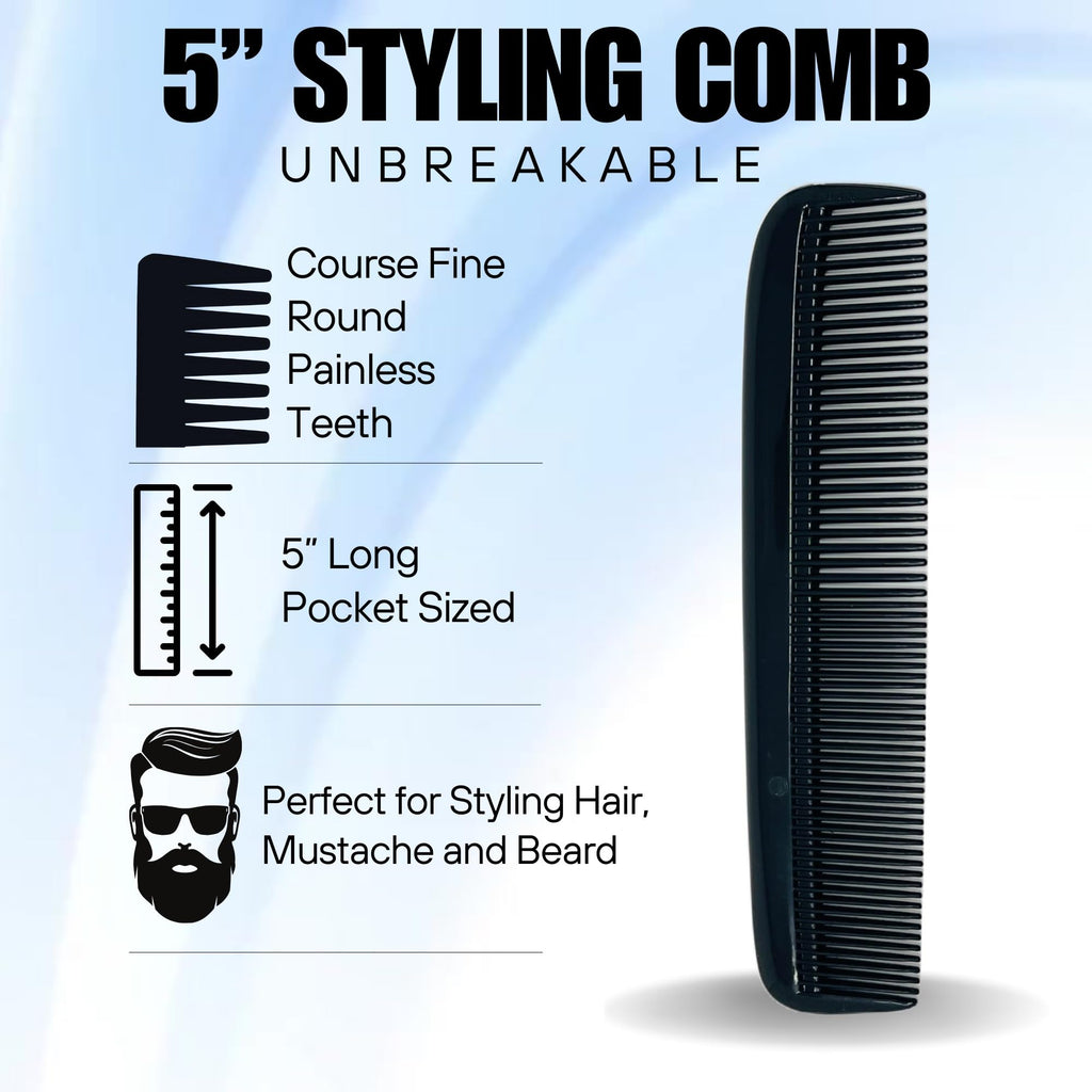 G.B.S 3 Mustache Wax Set – Sandalwood, Sweet Tobacco & Unscented – Includes Pocket Mustache Comb & Unbreakable 5-in Fine & Coarse Comb – Strong Hold for Styling & Conditioning