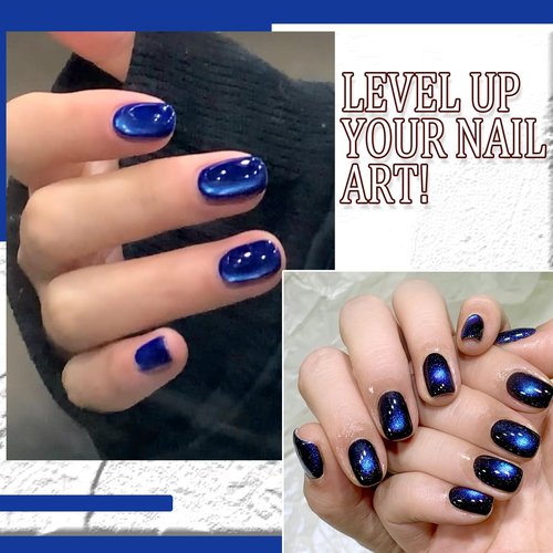 AHAMIOU Nail Polish Cat Eye Gel Polish Crimson Summer Nail Lacquer in Vibrant Colors for DIY Nail Art 0.35 fl oz UV/LED Gel with Magnet Stick (Dark Blue, 10ML/0.35 Fl Oz)
