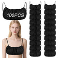 100Pcs Disposable Nonwoven Bras for Women, Black Bra for Travel, Disposable Underwear for Sunless Spray Tan Spa Salon Top Garment, Towel Bra