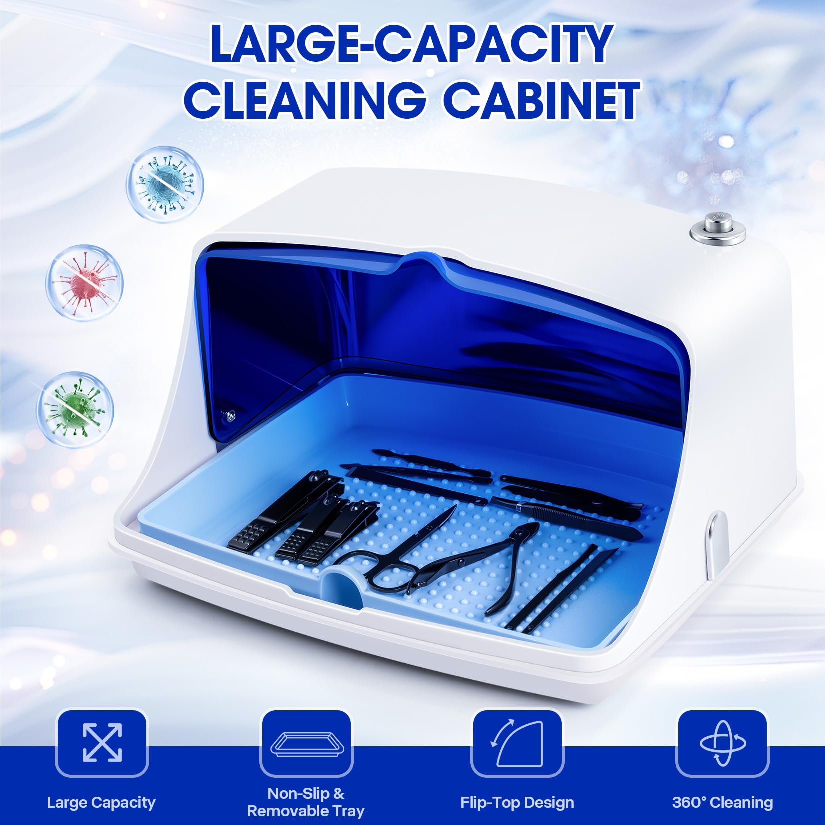 Nail Tool Sterilizer Cabinet,LXIANGN Large Capacity Nail Tools Cleaning Box Multipurpose Nail Cleaner Barber Tool Cleaning Cabinet for Spa Beauty or Home Use