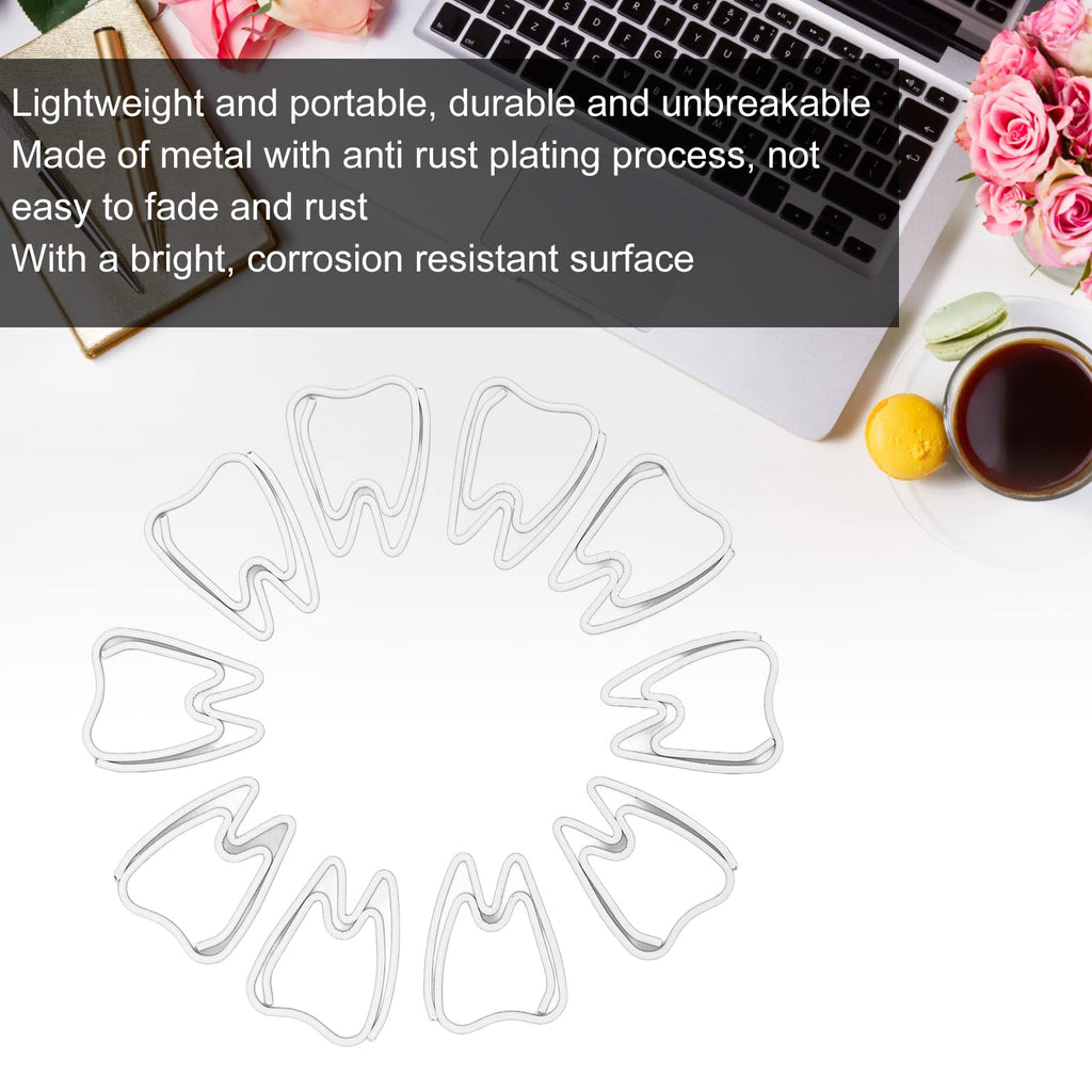 Tooth Shaped Paper Clips,100Pcs Mini Cute Hollow Paperclips Electroplated Metal Office Clips for Document Sorting Organizing