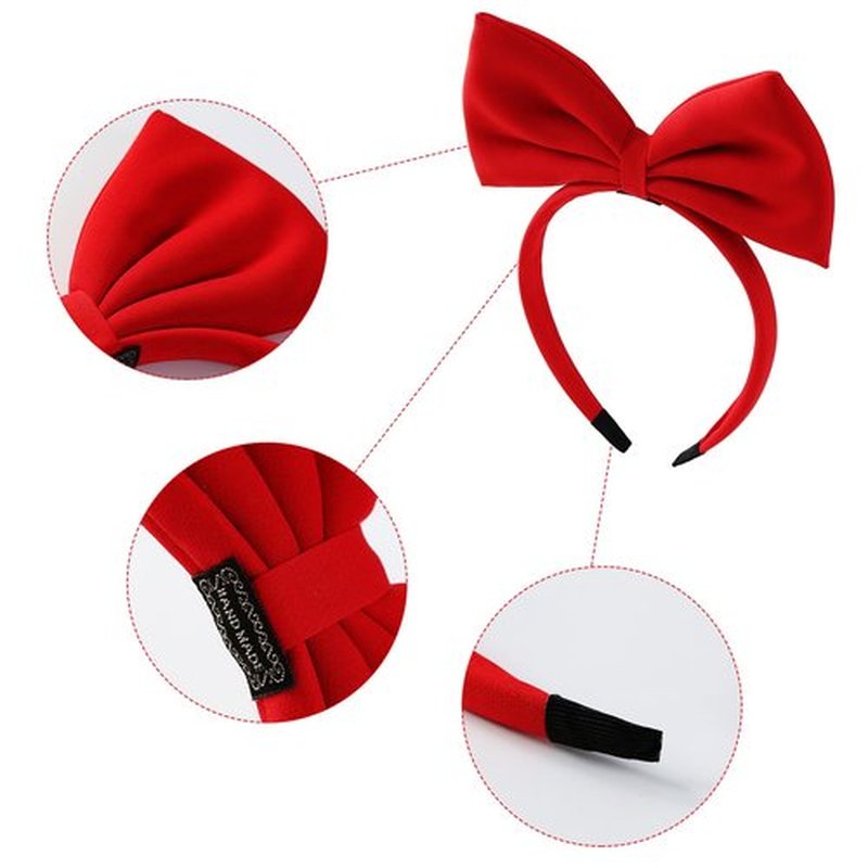 Fancheer 2 Pcs Big Red Bow Headband for Woman Halloween Costume Headwear Christmas Party Cosplay Hair Accessories