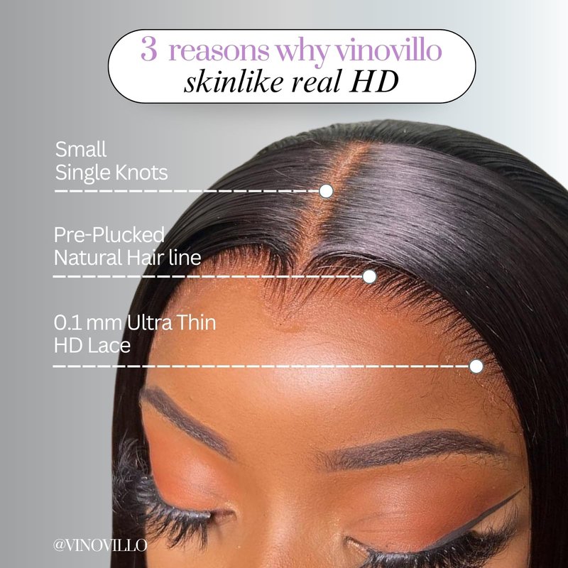 VINOVILLO 13x4 Skinlike Real HD Lace Frontal Only Straight Ultra Thin Invisible Lace Virgin Human Hair Front Pre Plucked Natural Hairline Sew In Frontal Closure Piece 14 Inch Natural Black