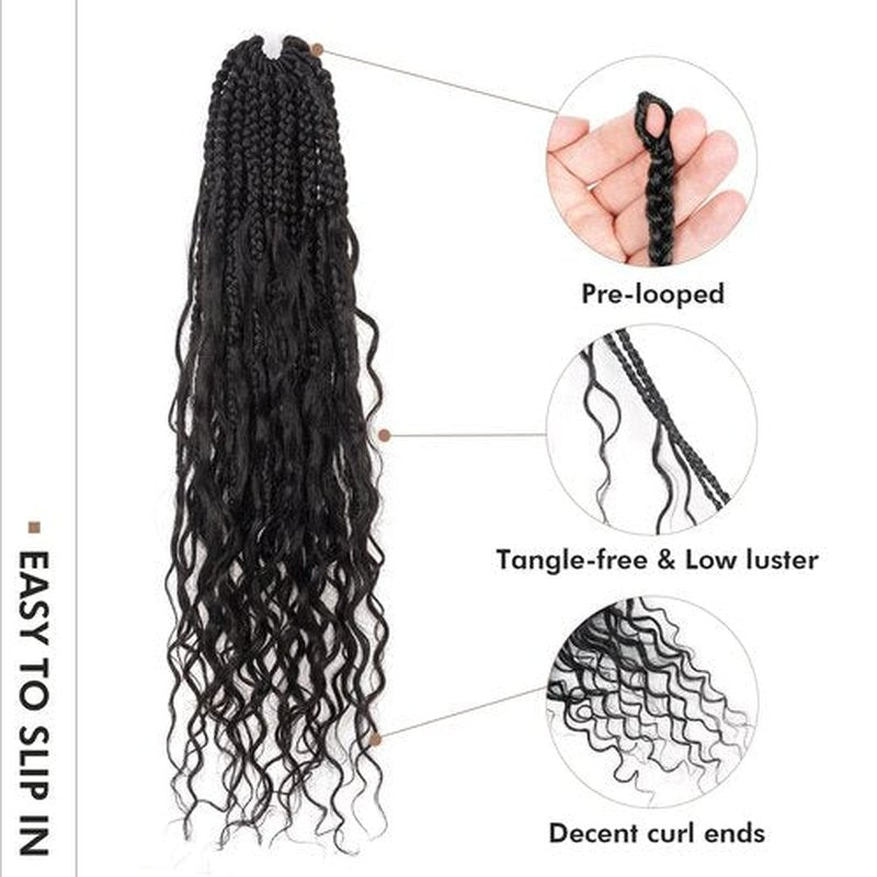 Toyotress Boho Crochet Braids Human Hair - 12 Inch 8 Packs Pre-Looped Miracle Knots Crochet Hair for Black Women, Natural Black Handmade Pre-Twisted Braiding Hair Extensions (12 Inch, 1B-8P)