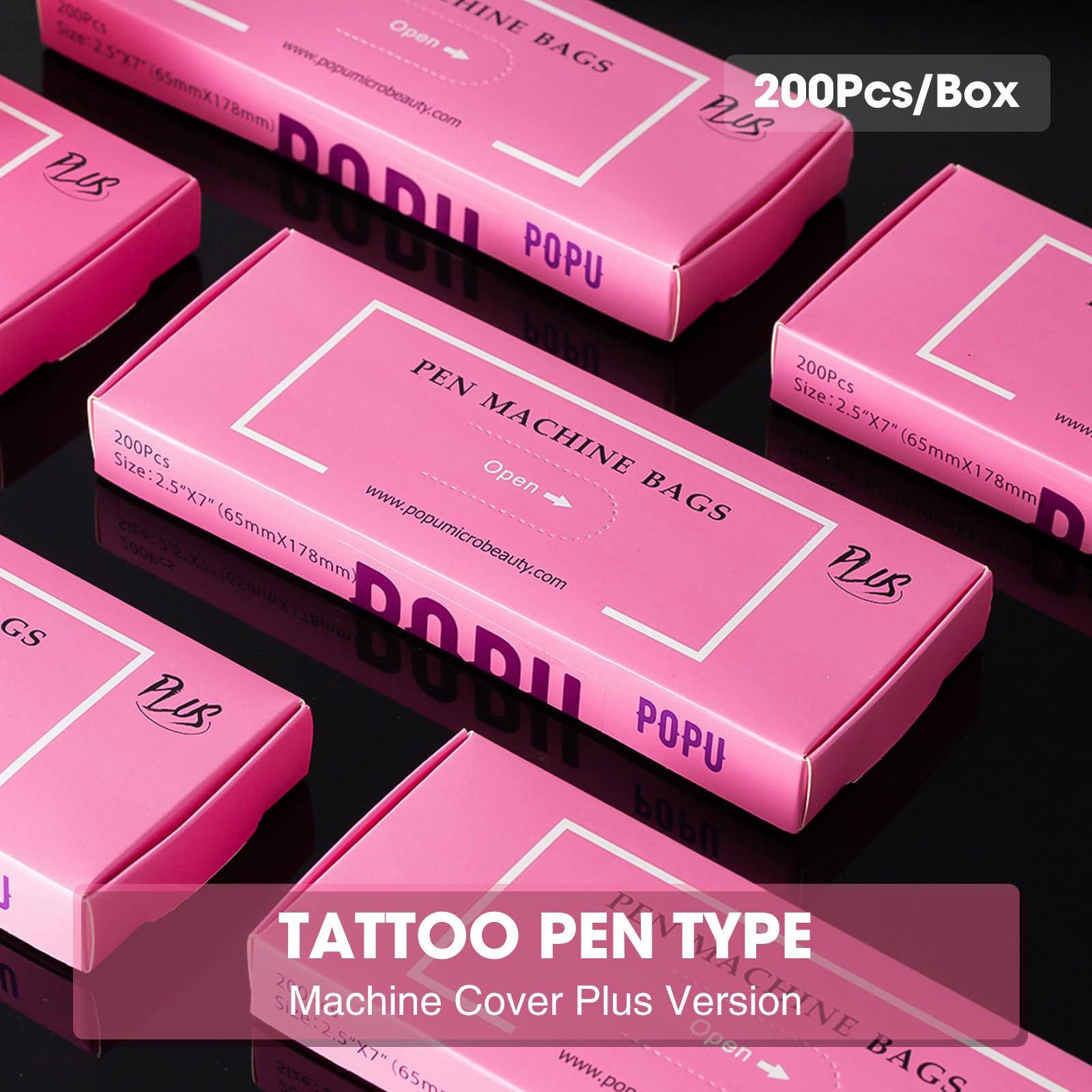 POPUPMU Tattoo Pen Machine Covers 200pcs Pink Pen Covers 2.4 inch X 7 inch Disposable Tattoo Gun Wrap Cartridge Machine Sleeves for Wireless Tattoo Pen Machine Kit Beginner Accessories Supply (Pink)