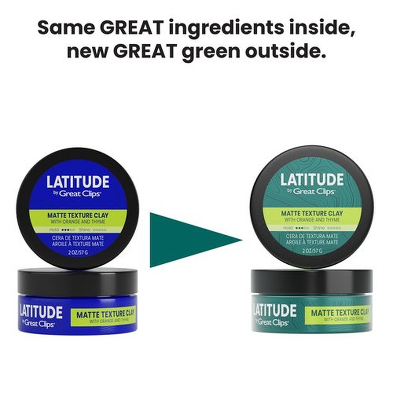 GREAT CLIPS LATITUDE Matte Texture Clay | Hair Gel for Men | Medium Hold + No Shine | 2oz | Packaging May Vary