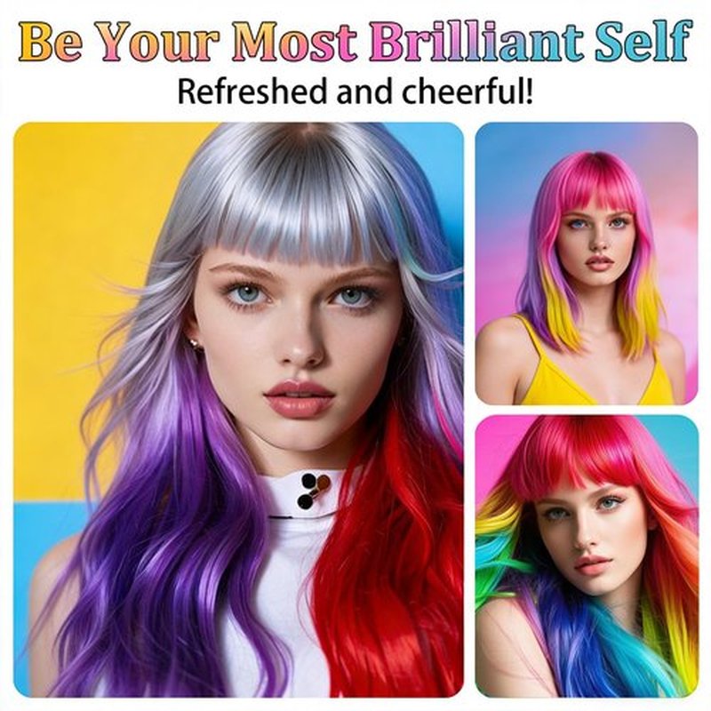 10 Colors Shiny Hair Dye Powder Set - Washable Temporary Hair Color Comb for girls with Brush Applicator, Quick Drying, Perfect for Parties & Events(10 Colors)