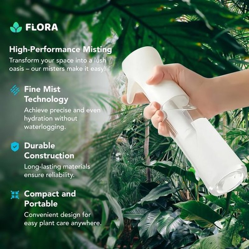 Flora Premium Plant Mister Spray Bottle - Fine Mist for Precision Hydration | Smart App Included (1 Pack)