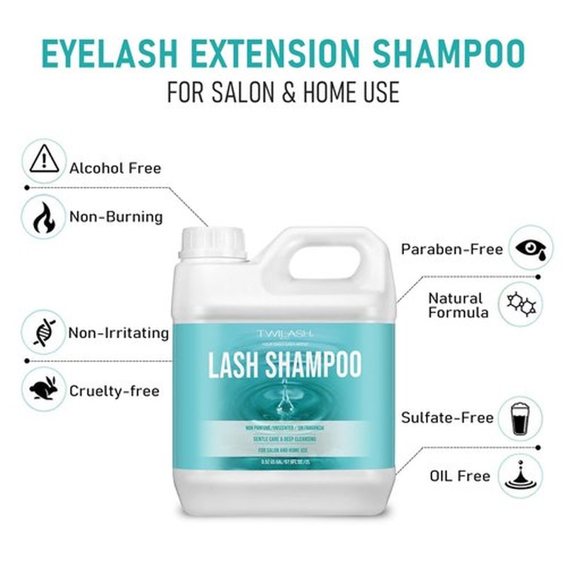 Lash Shampoo Bulk, Eyelash Cleanser for Extensions 2 Liters, Dispenser Pump, Safe Makeup Remover, Non-irritating or Burning Eyelid Foaming Cleanser for Professional Salon and Home Use (Unscented-2L)