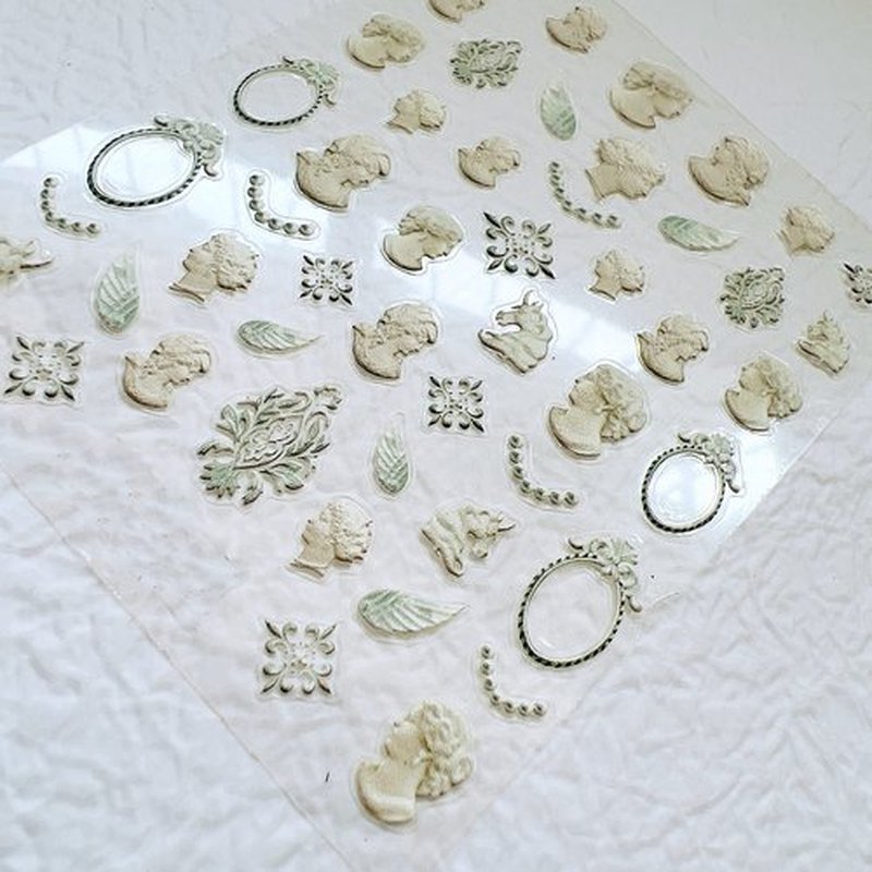 NAIL ANGEL 7Sheets Nail Art Adhesive Sticker Sheet 3D White Wedding Frame Shapes Nail Art Decoration 10310