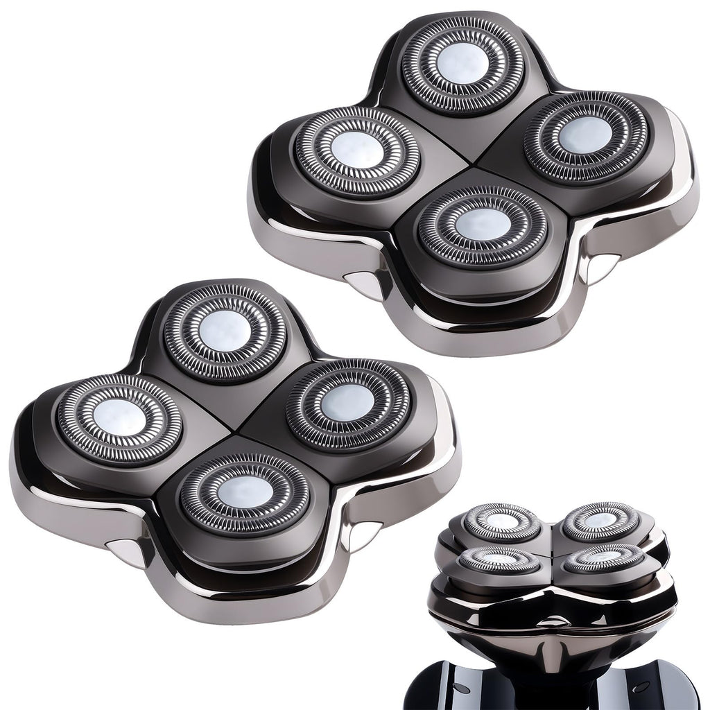 2Pack Pro 4 Shaver Replacement Heads Compatible with Skull Pitbulls Gold PRO, Silver PRO, Platinum PRO Head Shavers, Electric Shaver Half Head for Men/Women (2 PACK FOUTE)
