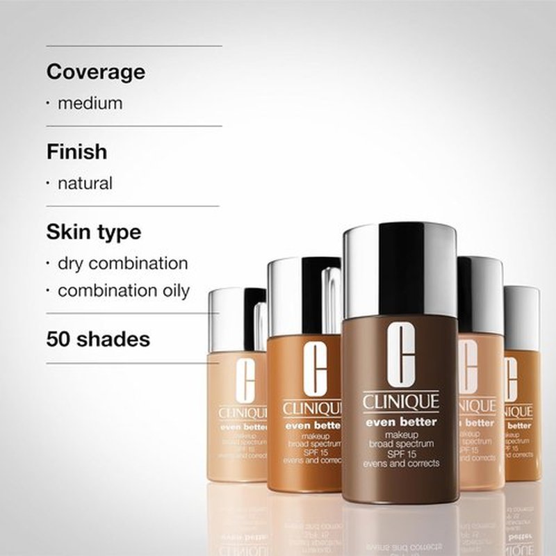 Clinique Even Better Makeup Liquid Foundation SPF 15 - Vitamin C for All Skin Types | Medium Coverage & Natural Finish
