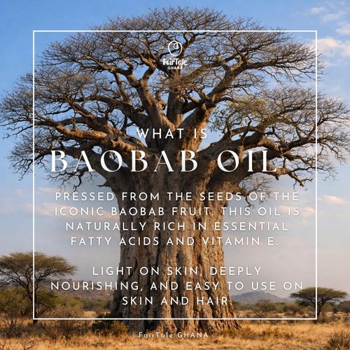 FairTale GHANA Baobab Oil 7.1 fl oz | 210 ml - 100% Natural, Unrefined Cold‑Pressed Face, Body & Hair Oil From Africa