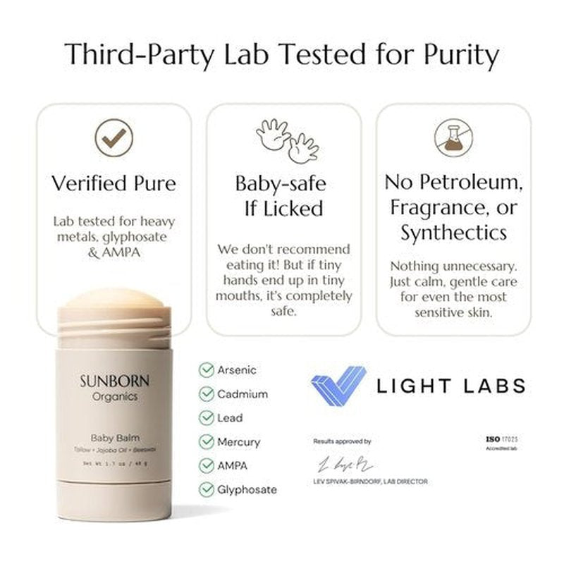 Baby Balm - Natural Moisturizing Stick for Eczema Relief & Diaper Rash | Grass-Fed Tallow, Organic Jojoba, Beeswax | Lab Tested & Baby-Safe, Made in USA